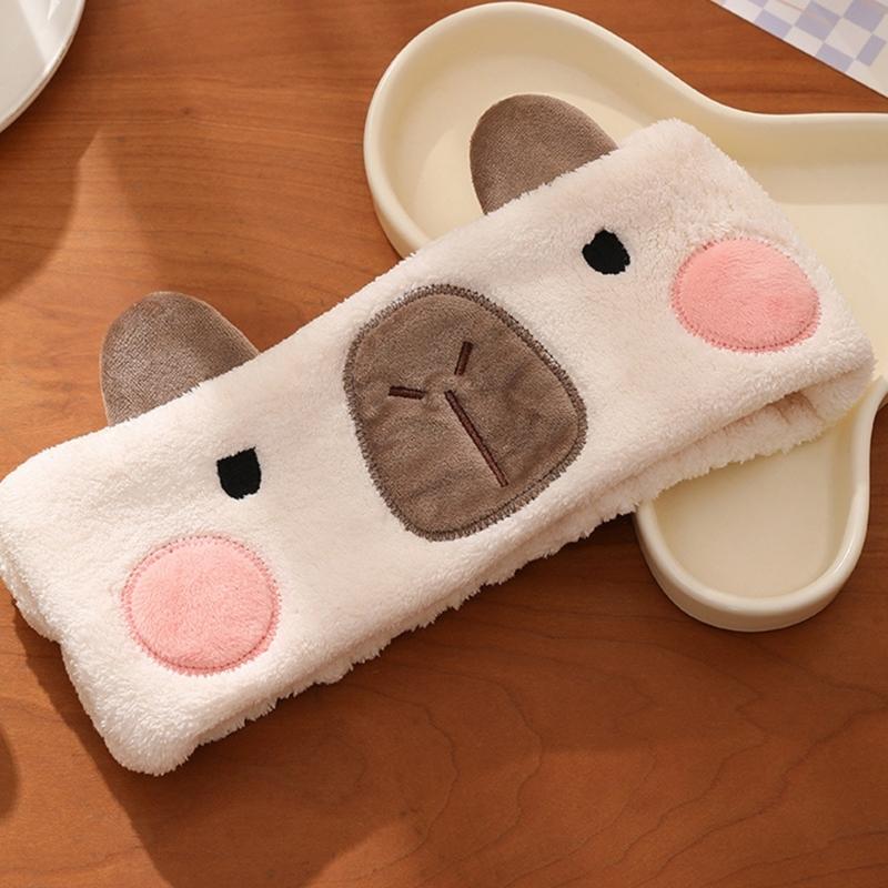 Soft and Absorbent Capybara Headband for Daily Skincare and Makeup Removal Soft Plush Furry Hairband
