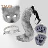 Faux Fur Fox Tail Set Cat Wolf Cosplay Costume Plush Masque Fluffy Paw Gloves Halloween Christmas Party Role-Playing Accessories