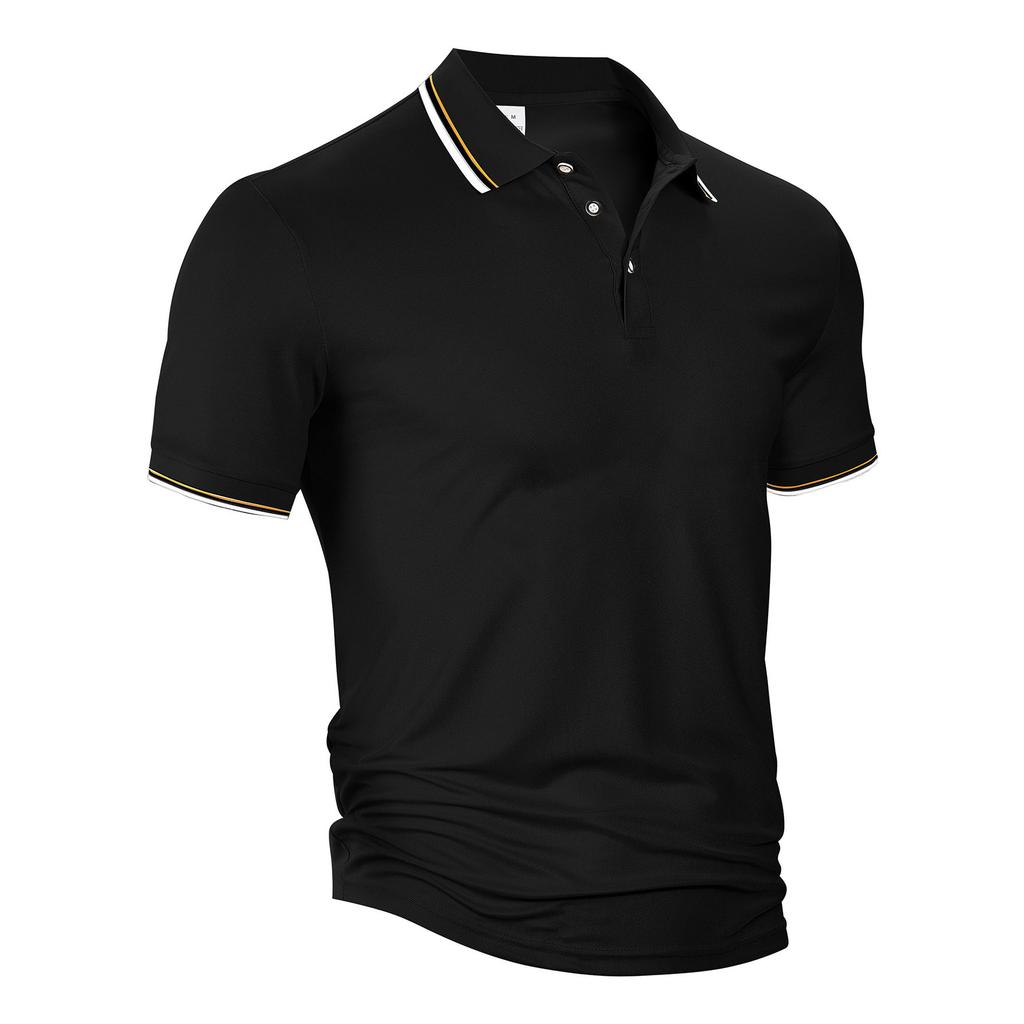 Men's Fashion Short Sleeve Polo Shirts Classic Turn Down Collar Business Casual Tees Tops