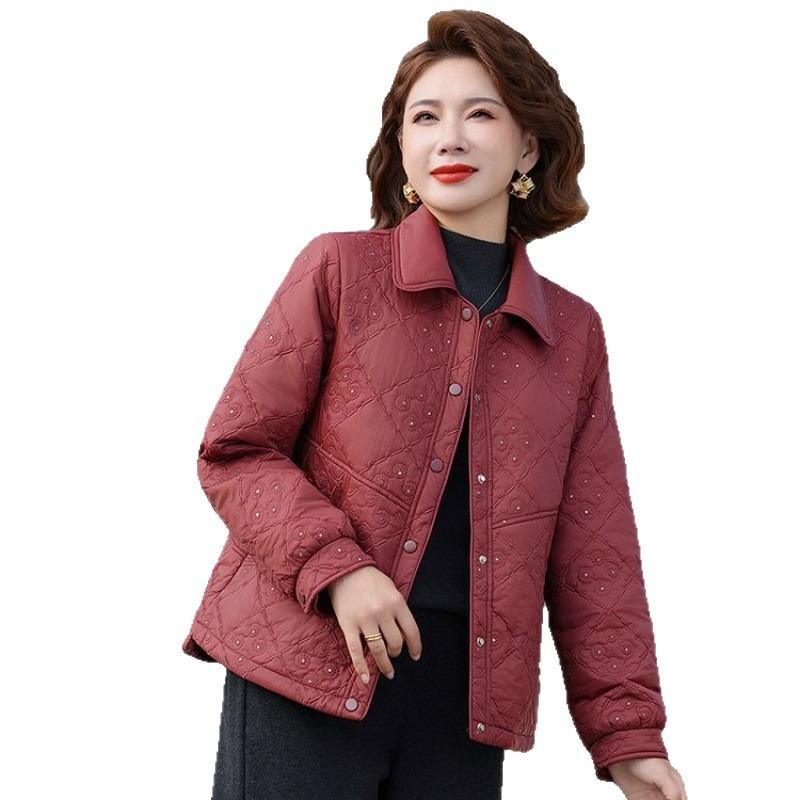 Winter Padded Jacket Large Size Light and Thin Padded Jacket Warm New Middle-aged and Old Women Autumn and Winter Warm Padded Jacket