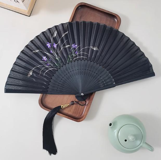 Vintage Chinese Style Portable Folding Fan Party Wedding Dance Hand Fans Summer Bamboo Craft Gift Room Decoration Ornaments New