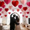 Valentine's Day Heart Paper Pom Poms  Honeycomb Party Decorations For Wedding Proposal  Handmade Craft For DIY Wedding Decor