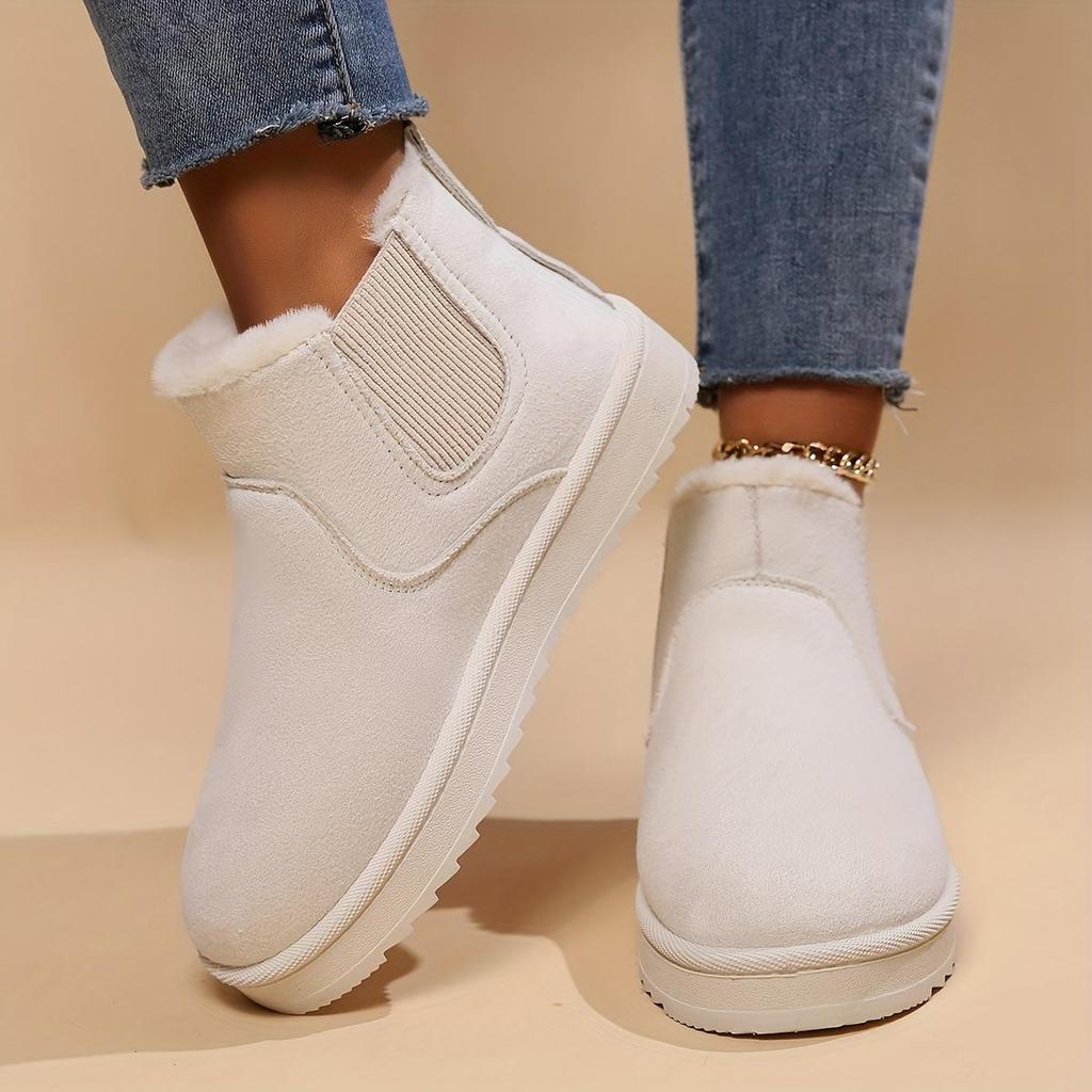 2025 Fleece-Lined Plus Size Women's Winter Slip-On Ankle Snow Boots