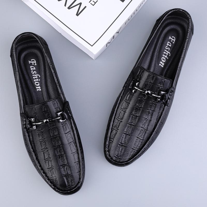 Genuine Leather Men Casual Shoes Luxury Brand Men Loafers Crocodile Pattern Moccasins Breathable Slip On Flats Man Driving Shoes
