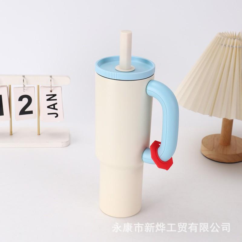Stainless Steel Vacuum Insulated Travel Mug With Handle Straw 40oz Double Wall Cup Outdoor Office Car Use