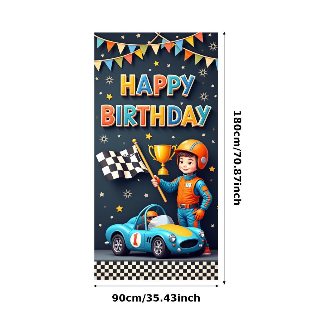 Cute Cartoon   Banner Racing Car Theme Celebration Banner for Play Area Decoration Outdoor Event Indoor
