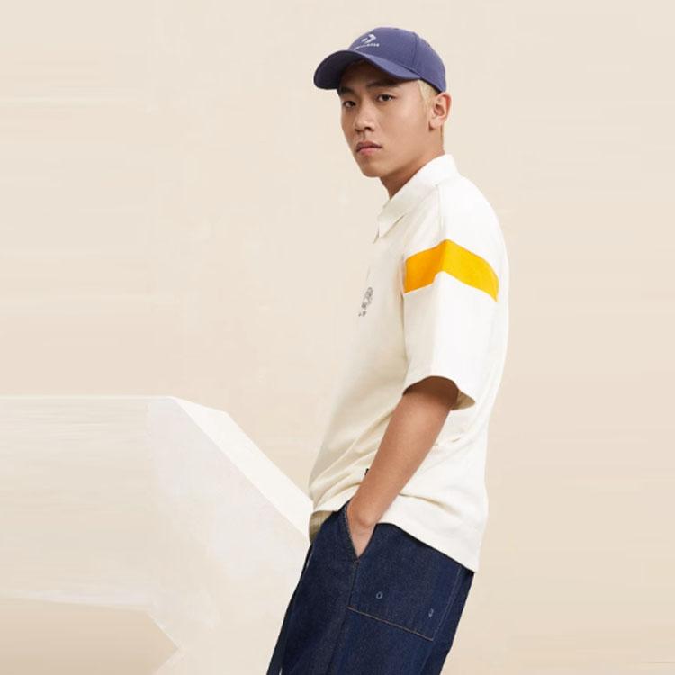 Converse T Shirts Men's White Polo Collar Moderate Straight Fit 10026173-A01