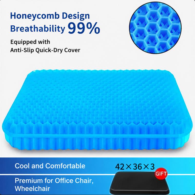 Gel Seat Cushion for Long Sitting Extra Thick Gel Cushion for Wheelchair Soft Chair Pads Cushions Tailbone Pain Relief Cushion
