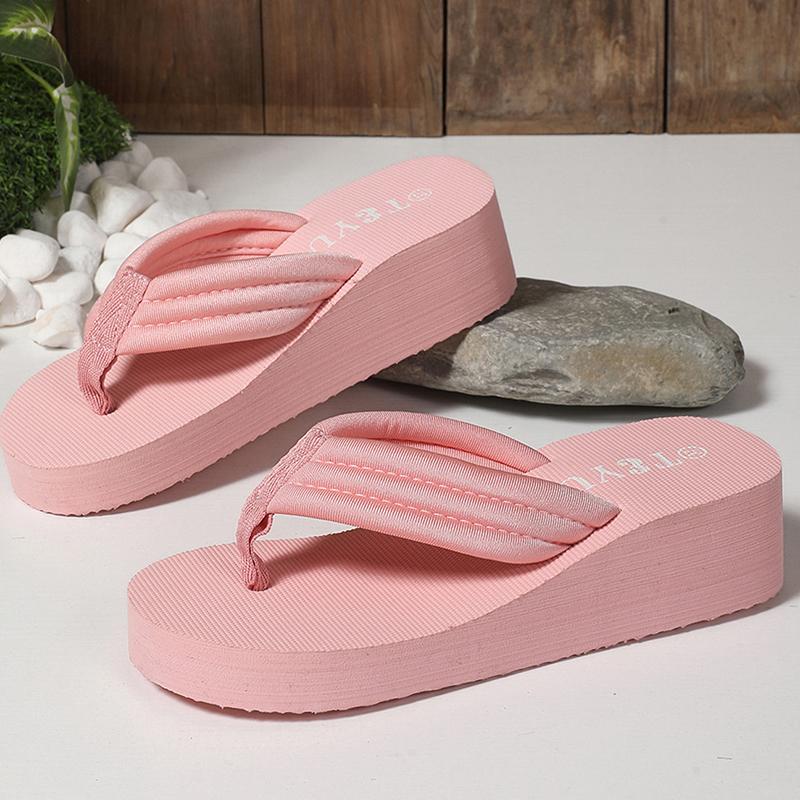 Fashion 2025 Summer Beach Pink Flip Flops for Women Non Slip Weightlight Wedge Slippers Woman Fashion Thick Bottom Clip Toe Slides Mujer