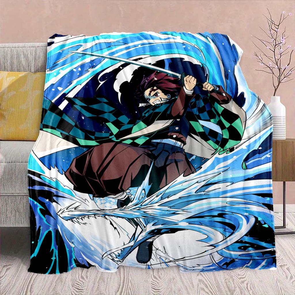 Demon Slayer Anime Flannel Blanket - Soft Warm Perfect for Sofa, Bedding Camping Travel Office Home Decor