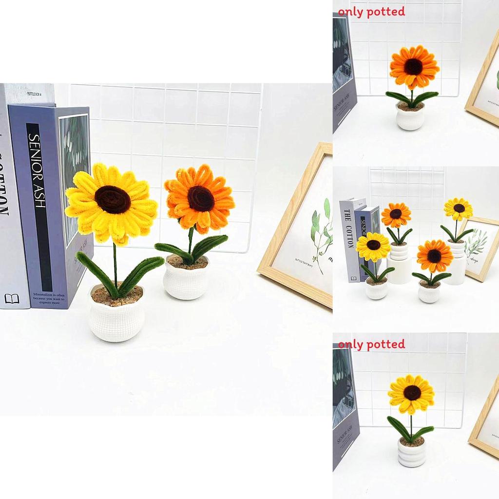 Plush Twisted Rod Sunflower Potted For Home And Outdoor Use