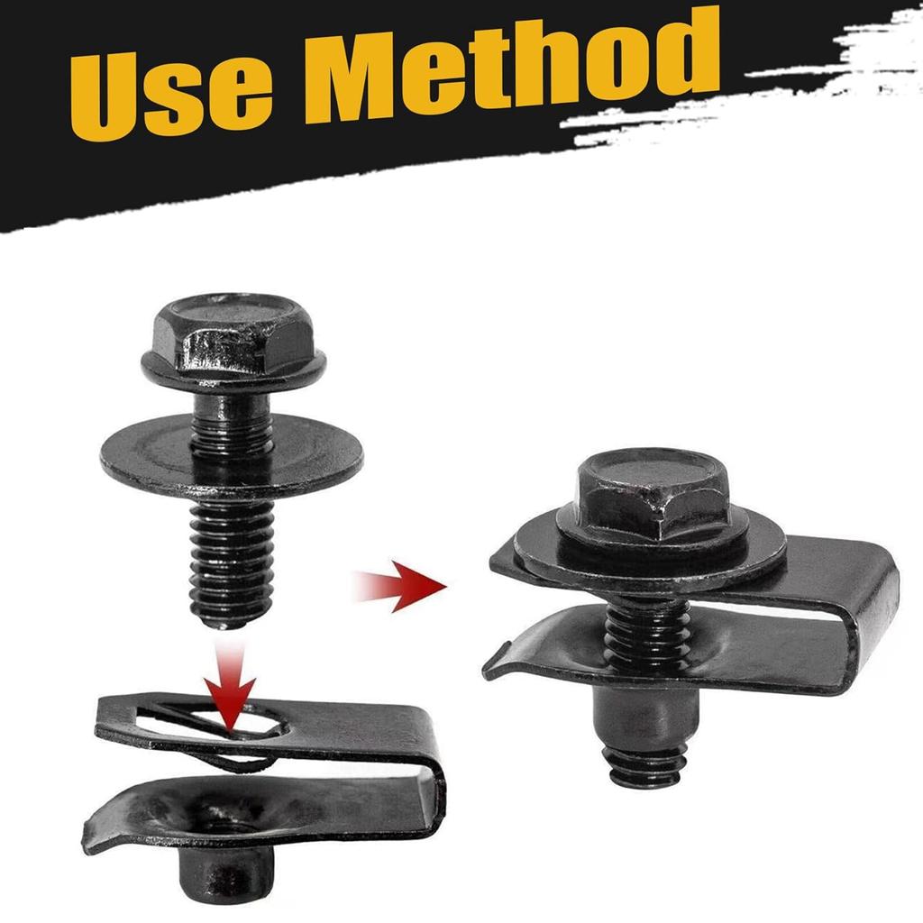M6-1.0 Body Bolts & U-Nut Clips Kits,Hex Head Automotive Body Fender Bolts Kit Replacement for Most Cars Engine Cover and Bumper Fender Liner (30)