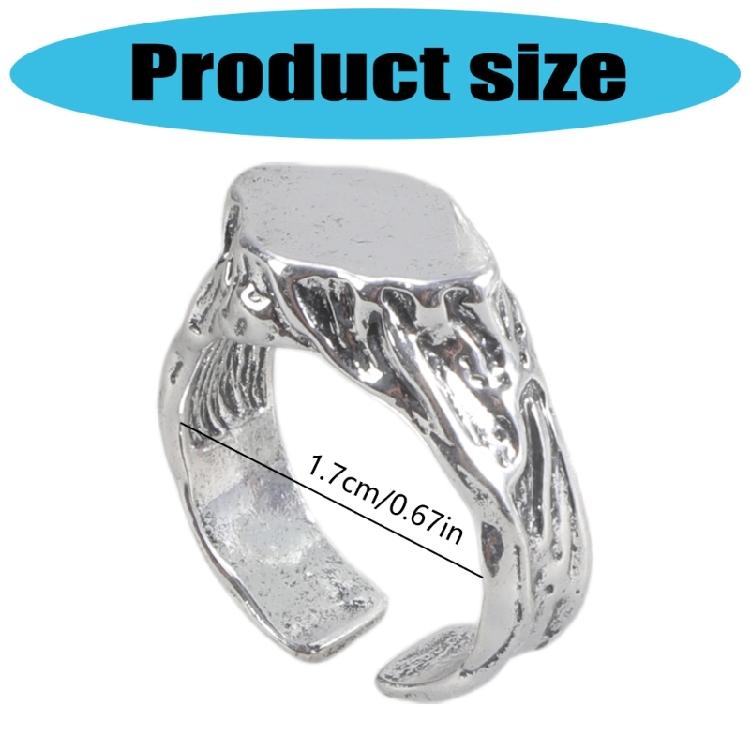 Textured Alloy Statement Ring Vintage Outdoor Inspired Jewelry Stone Band Unique Unisex Stone Finger Ring Gift