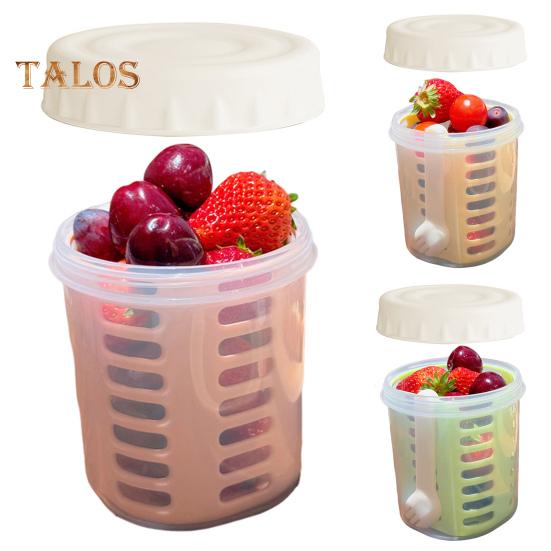 Salad Cup 501-600ml Food-Grade PP Leak-Proof Portable Salad Box with Lid Enhanced Drainage System Double Drain Cup