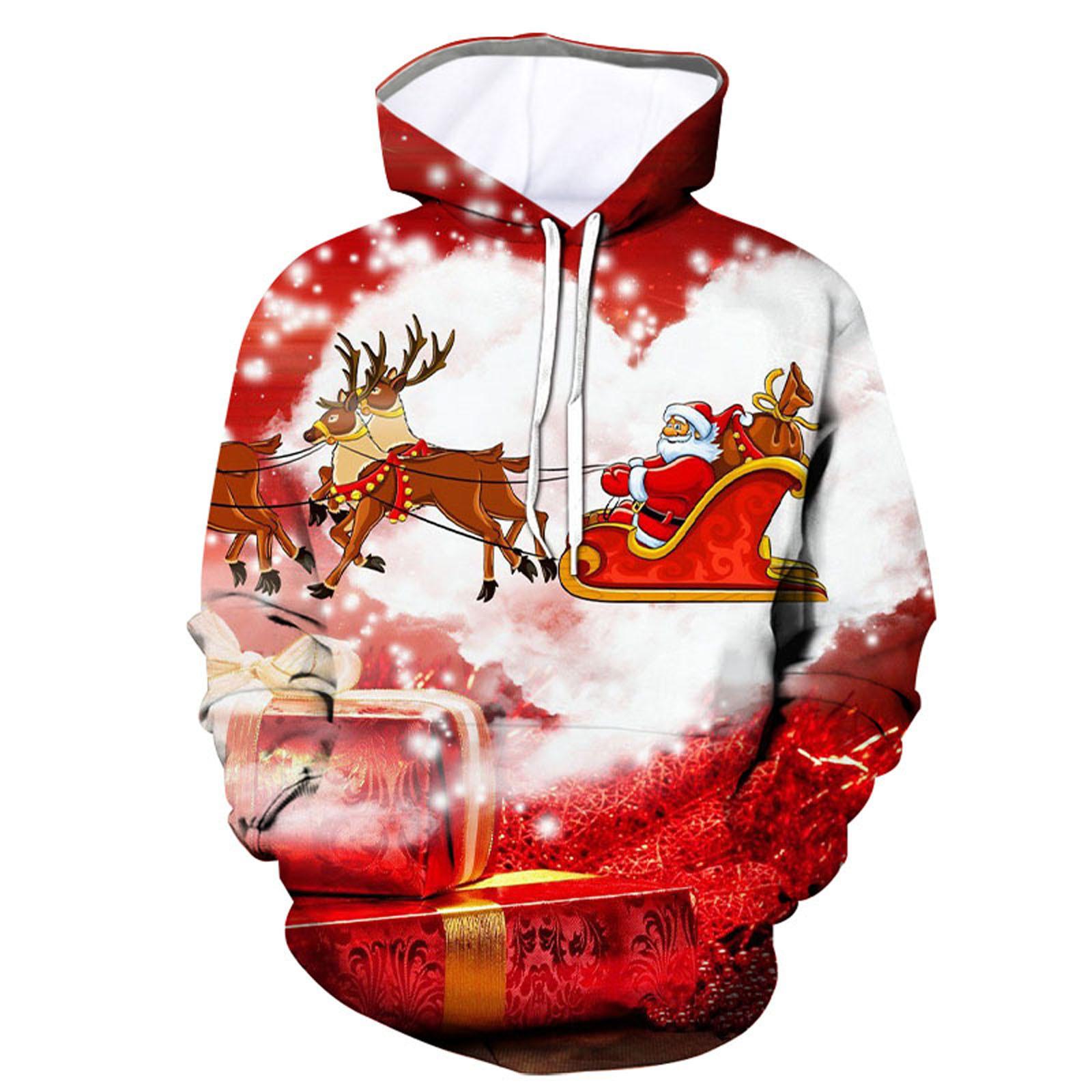 

Женский, мужской, детский рождественский свитер, забавная толстовка с капюшоном и 3D цифровым принтом, с карманами XXXXL оранжевый