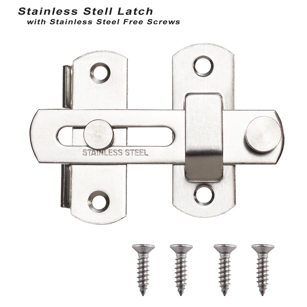 Zăvoare de poartă din oțel inoxidabil Keenkee, zăvor pentru ușă de animale de companie, cu șurub, încuietoare robustă cu clapetă, grosime de 2 mm