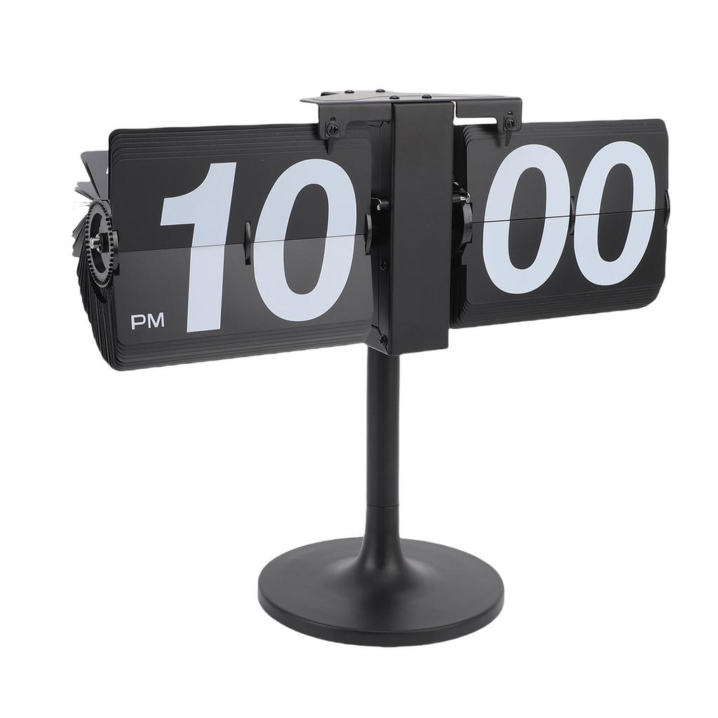 Desk Clock Mechanical Battery Powered 12 Hours Quiet Automatic Page Turning Clock with Extended Rod for Living Room
