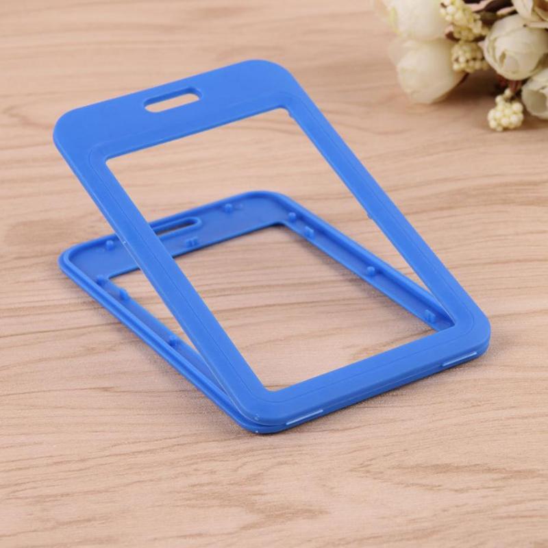 5set Plastic Solid Credit Card Cover Sleeve with Lanyard Office Student Girl Bus ID Card Holder Case Protector for Women Men