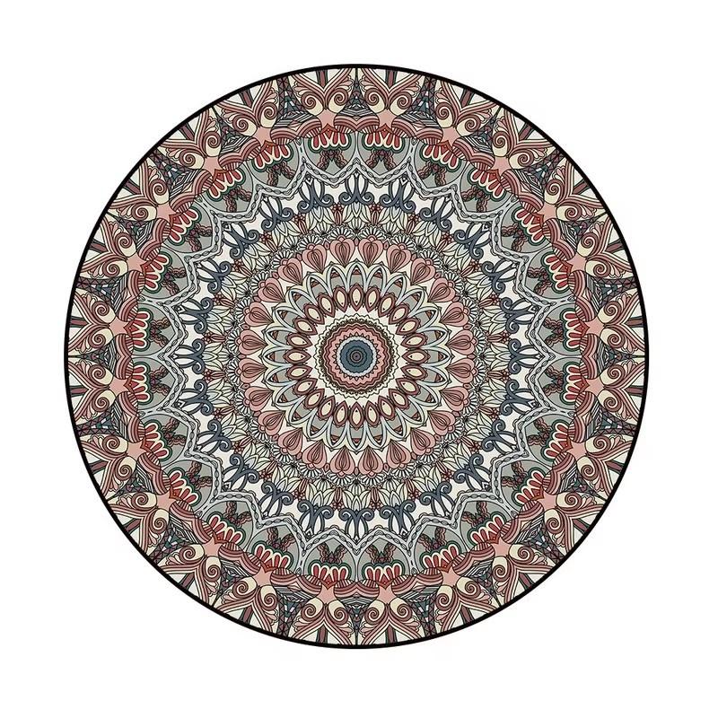 Bohemia Mandala Round Carpet Living Room Geometric Ethnic Flowers Circle Rug Bedroom  Anti-slip Vintage Floor Mat Home Decor