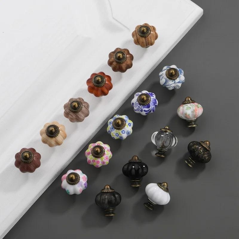 6/10pcs Pumpkin Knob Clear Handle Pulls Cabinet Drawer single hole handle Decor Kitchen Dresser Hooks