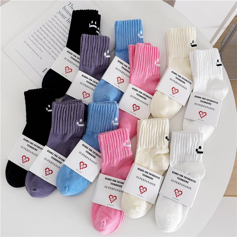 Cityboy Smiley Face Skateboard-Socken: Japanischer & Koreanischer Trend, Atmungsaktive Mid-Calf Sportsocken für Männer & Frauen.