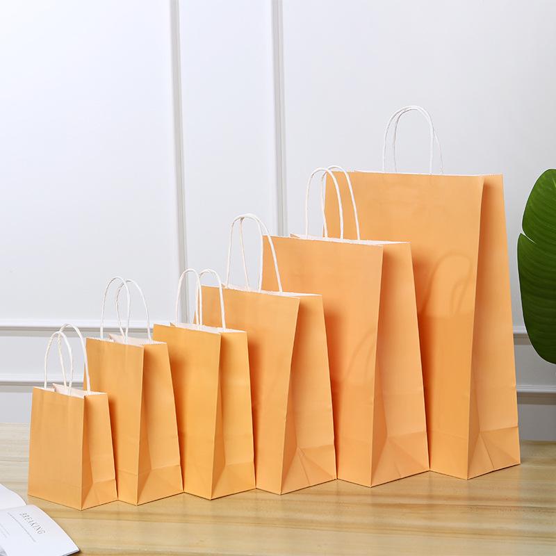 Spot Multi-color Kraft Paper Bag with Handles for Advertising, Gift Packaging, and Shopping, with Custom Printed Logo
