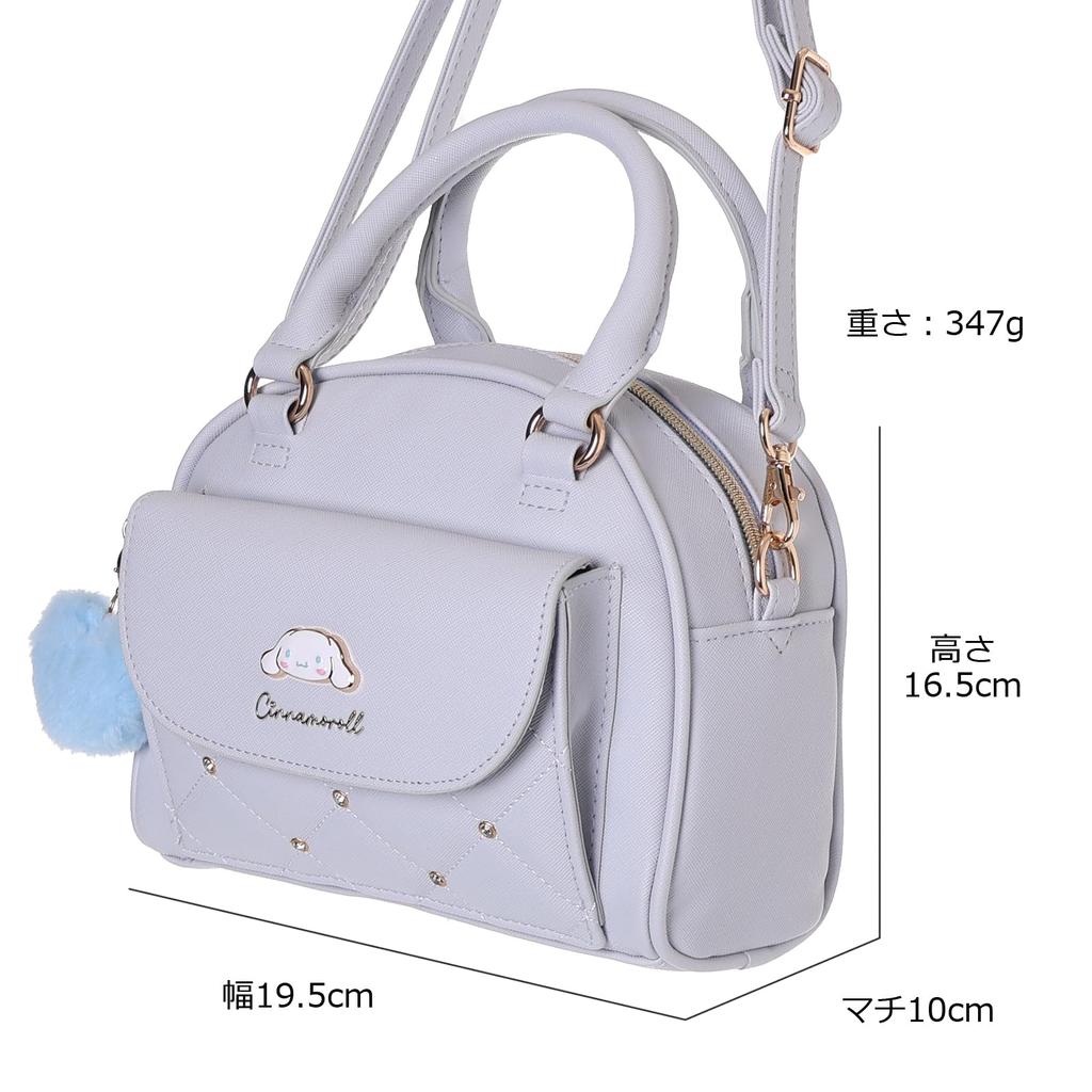 Sanrio Characters Boston Shoulder x x Synthetic Leather Bag, 16.5 19.5 10cm, 347g, (Cinnamoroll)