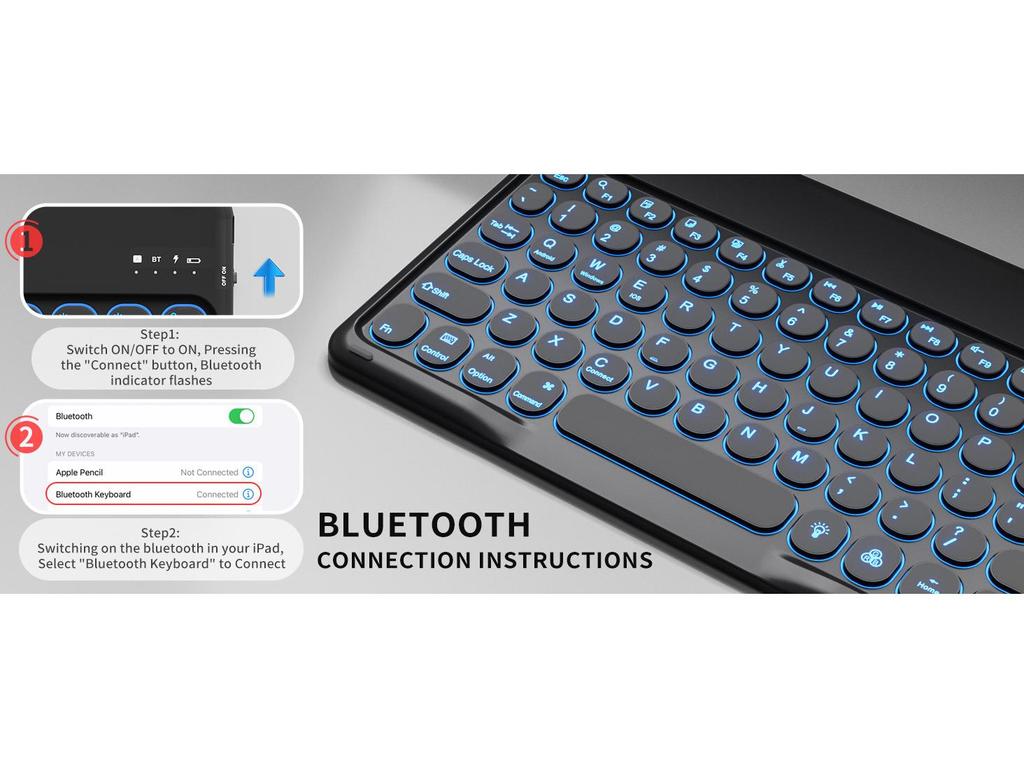 Pouzdro Xiaomi Pad 8 Pro s 7barevnou podsvícenou klávesnicí, slotem na pero a magnetickým uzávěrem