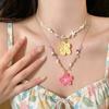 Women Niche‑Designed Sweet Collarbone Chain, Dopamine‑Color Flower Beaded Necklace, Suitable For Seaside Vacation Matching Accessories