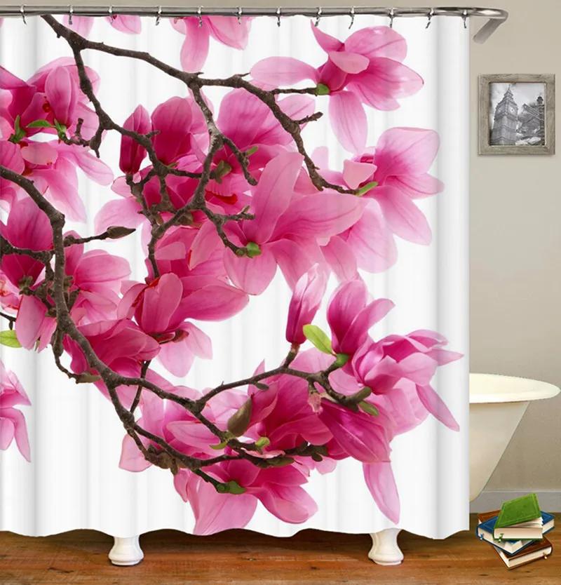 Czerwona róża Motyl Kwiaty Zasłona prysznicowa 3D Łazienka Zasłona Tkanina Wodoodporny Poliester Zmywalny Zestaw Zasłon Ekranowych do Kąpieli