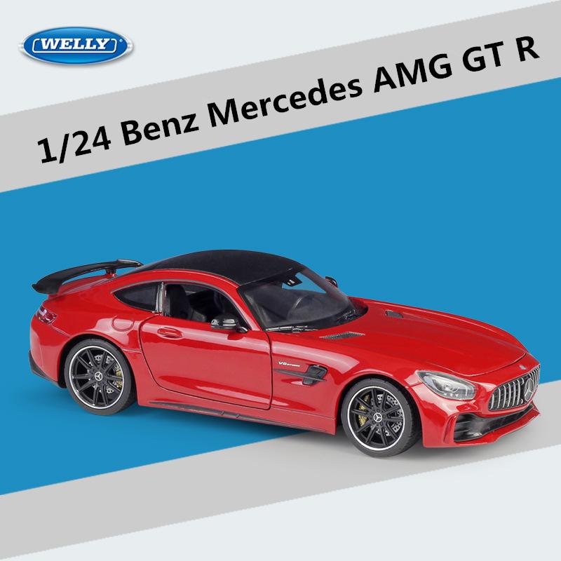 Welly 1/24 Mercedes Benz AMG GT R Alloy Sports Car Model Diecast Metal Racing Car Vehicles Model Simulation Collection Kids Gift