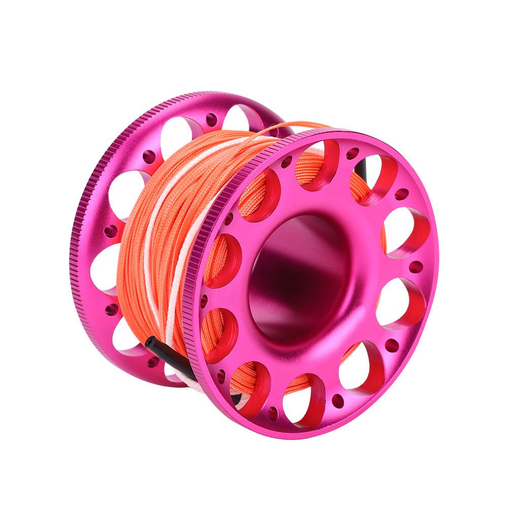 30M Mini-Tauch-Aluminiumrolle Spule Leine mit Edelstahl-Karabinerhaken (Schwarz)