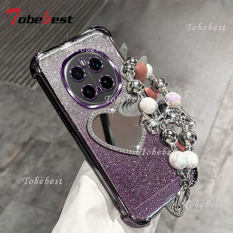Glitter Plating Love Mirror Bracelet Case for Huawei Honor Magic 7 Lite 6 5 4 3 Pro Shockproof Silicone Cover