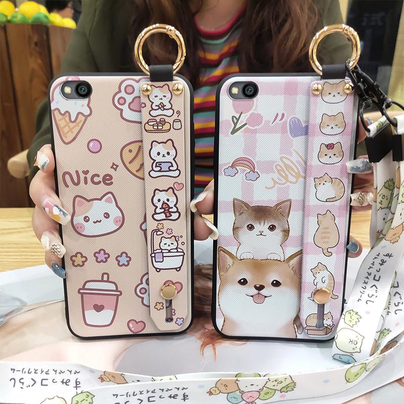 Lanyard Phone Holder Phone Case For Xiaomi Redmi GO Soft case Protective Shockproof Dirt-resistant Wristband Cute Ring