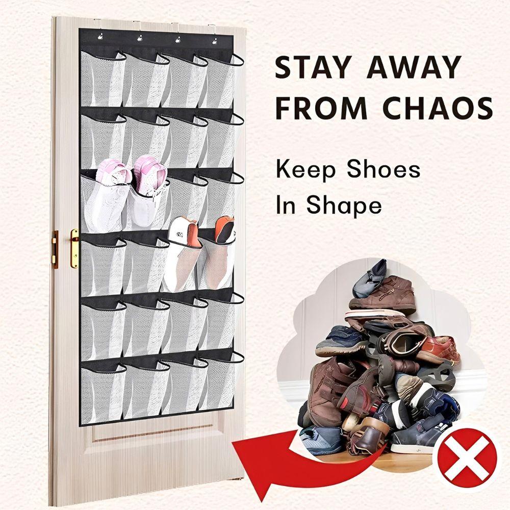 1pc 24 Pockets Over The Door Shoe Organizer, Multi-purpose Hanging Storage Bag for Shoes, Socks, Cosmetics, Accessories YMY