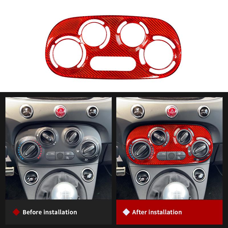 Carbon Fiber AC Switch Frame Sticker for Fiat 500 Interior