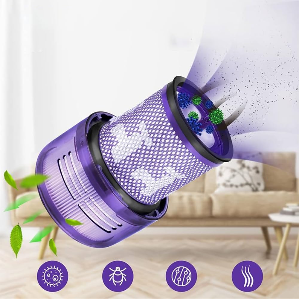 Replacement Soft Roller Cleaner Head and Rotating Brush for Dyson and Digital Slim Includes V10 Slim HEPA SV18, V10, Vacuums. 2-Pack Filters. [Used]