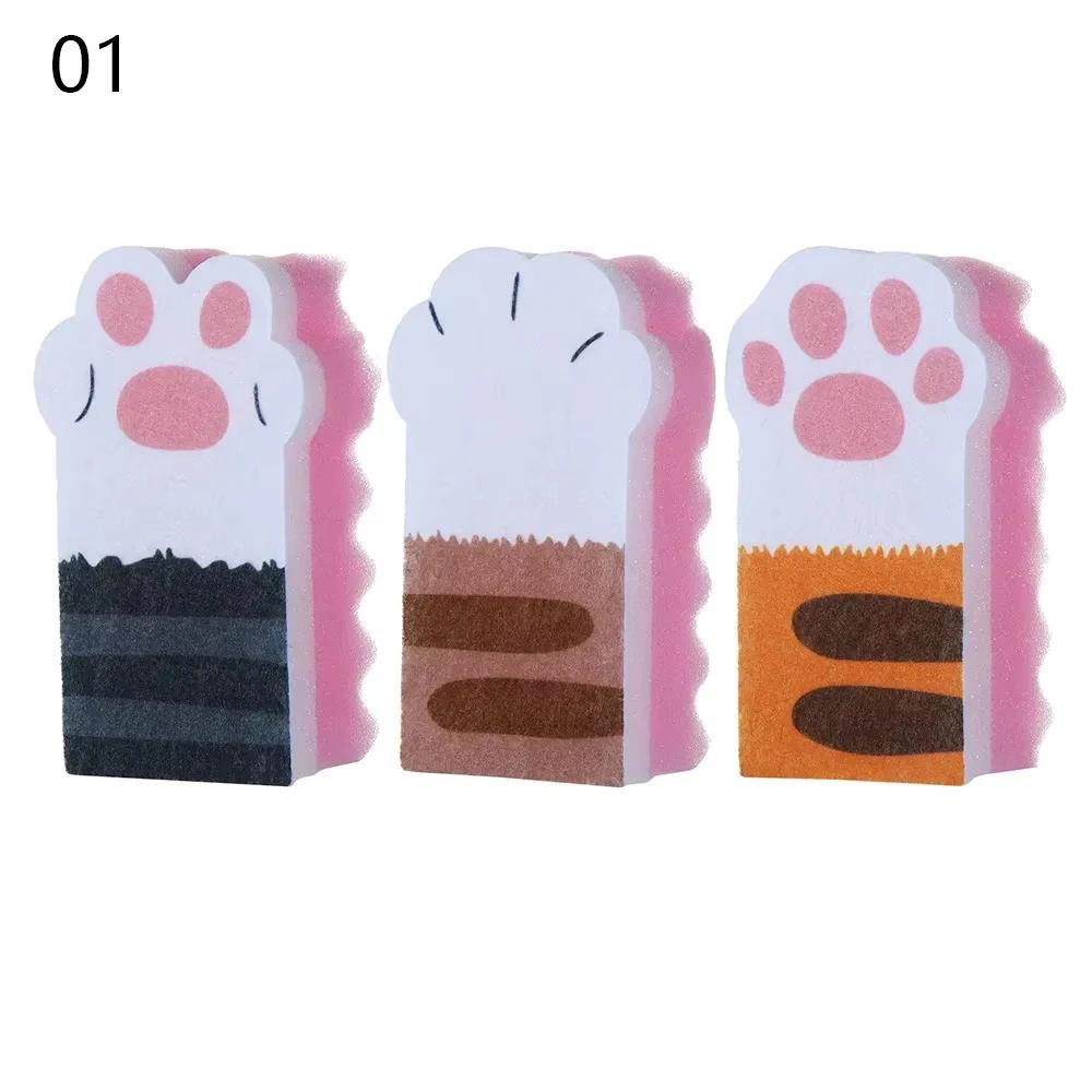 1/3Pcs New Washing Dishes Sponge Brush Cute Cat Paw Cleaning Dish Towel Cloth Pot Cleaning Magic Wipe Household Kitchen Supplies
