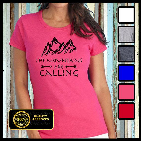 

The Mountains are Calling I must Go Tshirt, Hiking Climbing T-shirt 3XL