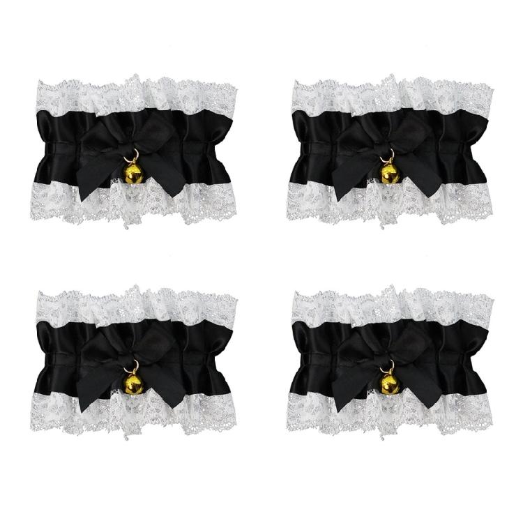 4Pcs Feminine Lace Bows Bells Wrist Jewelry Convertible To Anklet Fashion Accessory For Casual Or Prom Occasion