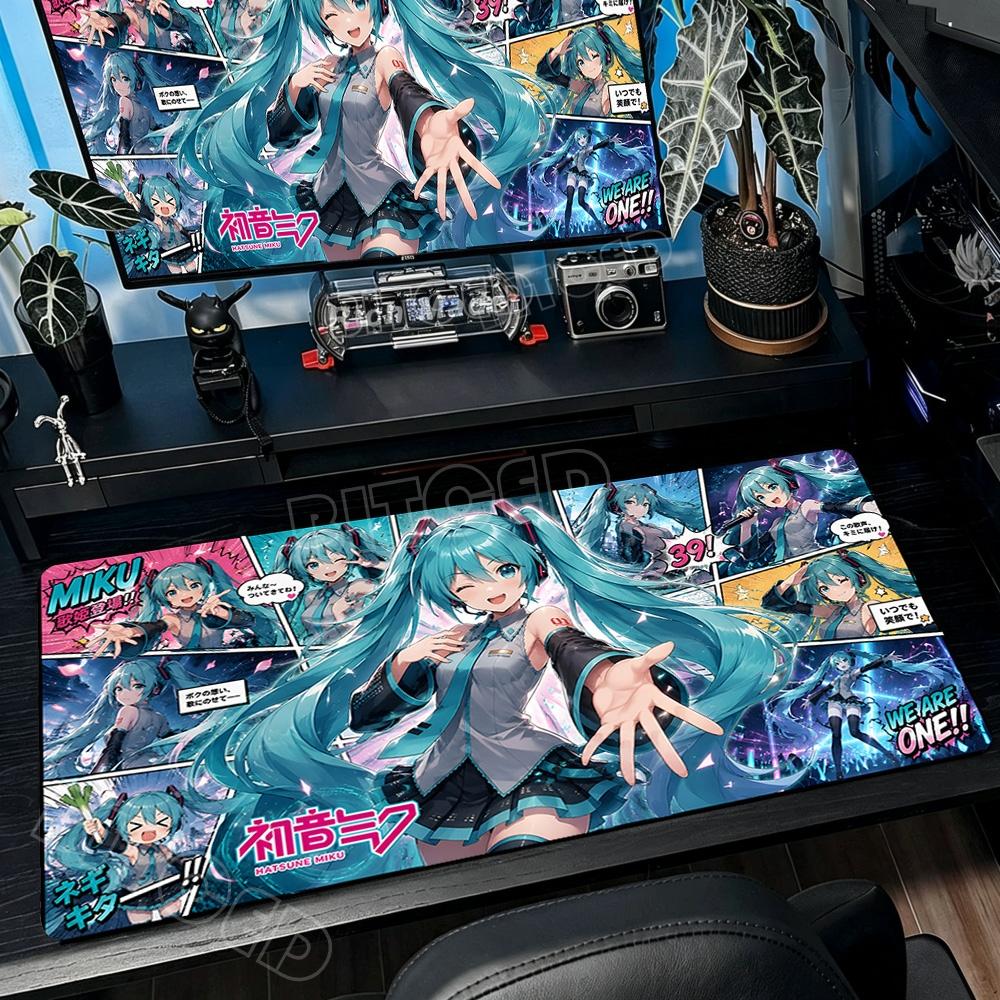 Cute Hatsune Miku Anime Mouse Pad Gaming Big Desk Mat Office Computer Keyboard Mousepad Non-slip Rubber for Laptop & Gaming Use