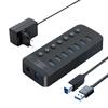 ORICO USB3.0 Hub Aluminum Industrial 7-Port Splitter Split Switch with 12v Power Adapter for Macbook Mobile Phone Tablets