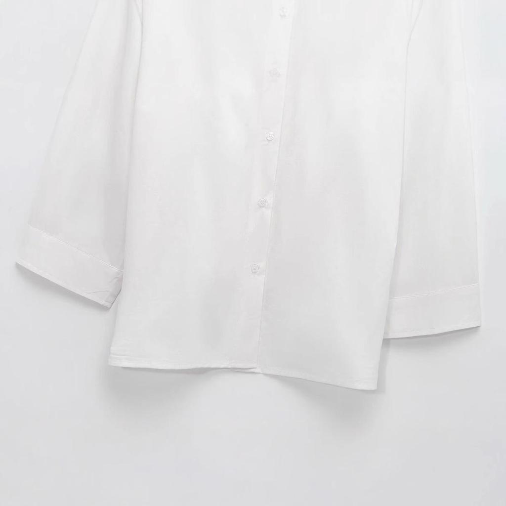 2024 Winter New Women's Fashion: European & American Style Pleated Back Loose Shirt