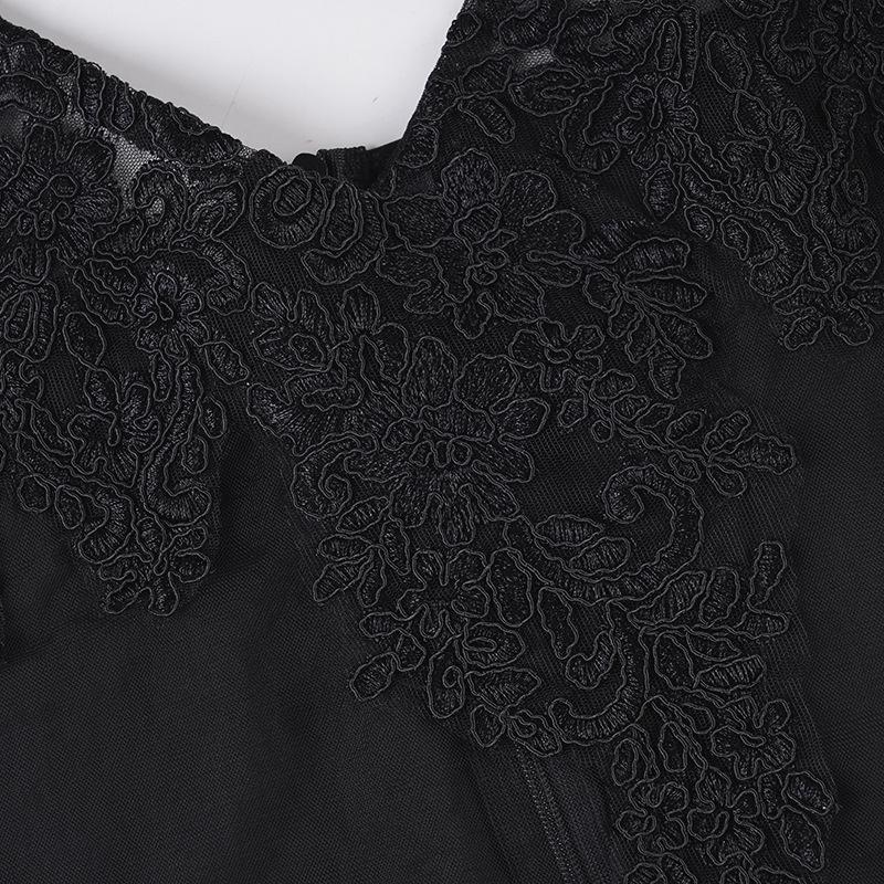 Sexy Lace Patchwork Spaghetti Strap Halter Dress - European & American Style, Slimming, See-through, Pure Color, Short Party Dress.