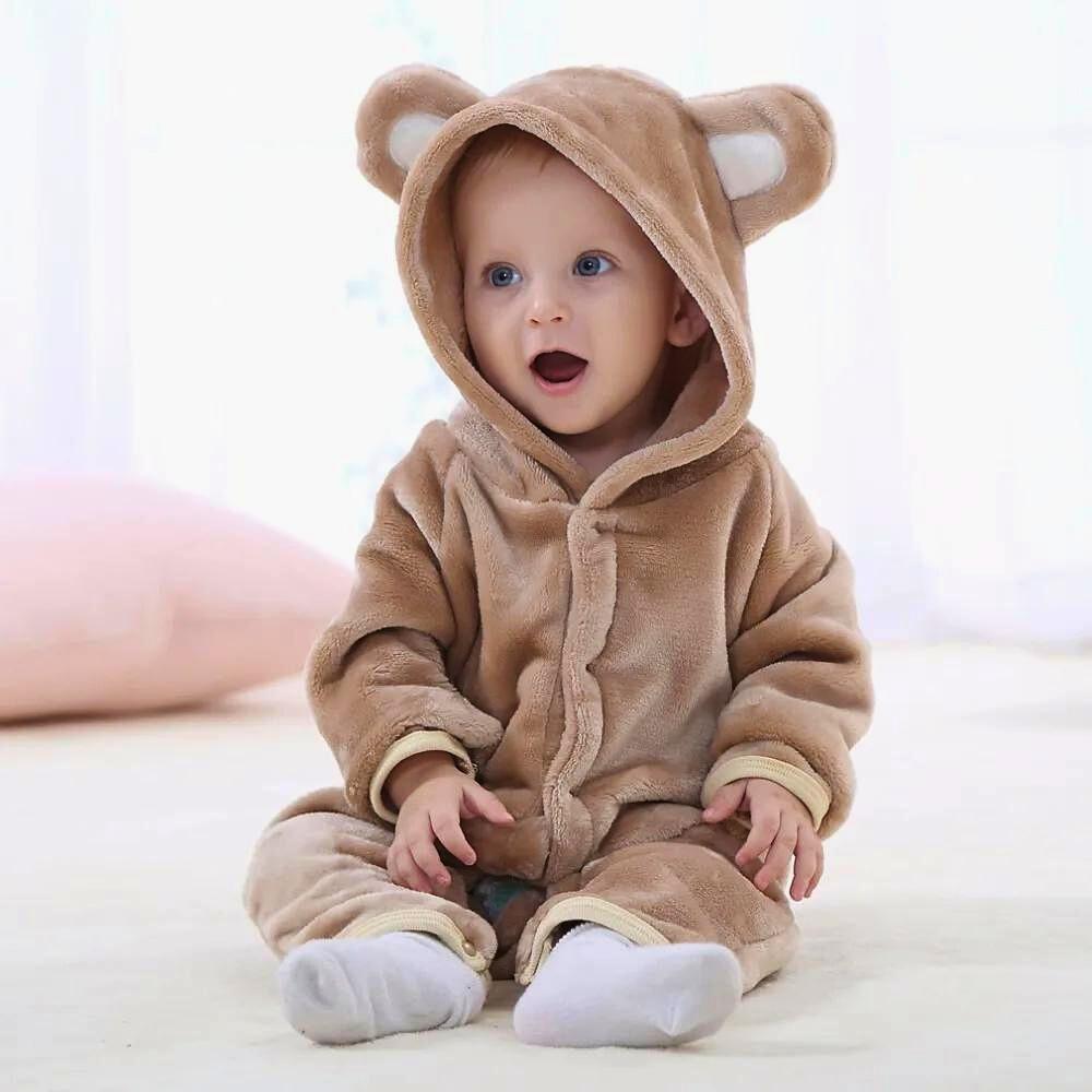 Piżama Onesie Przebranie Śpiochy Brązowy Miś Niemowlę 120: 95-105 Cm