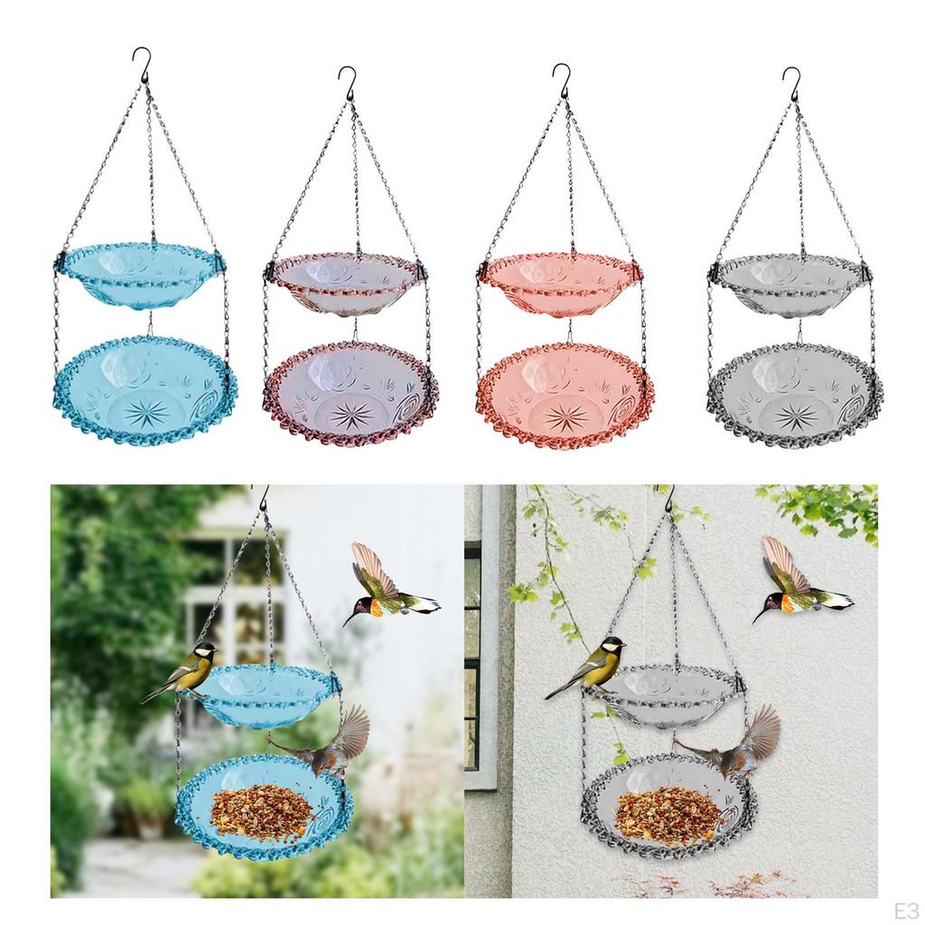 Bird Feeder for Garden, Hanging Bath Ornament, Double Layer Feeder, Garden Bath,
