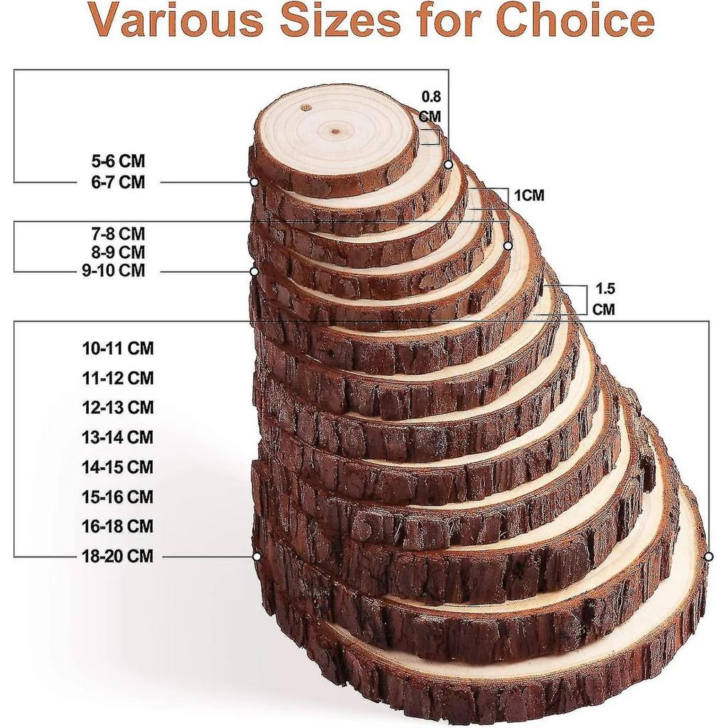 Fette di Legno 30 Pezzi 7-8cm Senza Foro Tronco Naturale Non Finito Cerchi di Legno Per Arte Regalo
