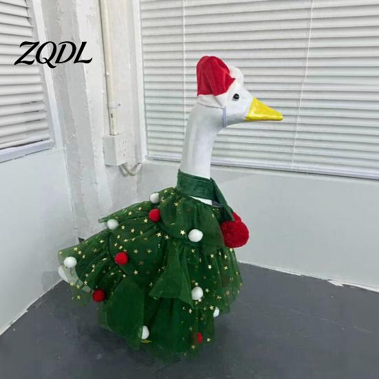 Holiday Porch Goose Clothes Christmas Outfit, Santa Dress with Plush Scarf And Decor for Garden Hat Apparel, Festive Winter Costume Outdoor Lawn Cute