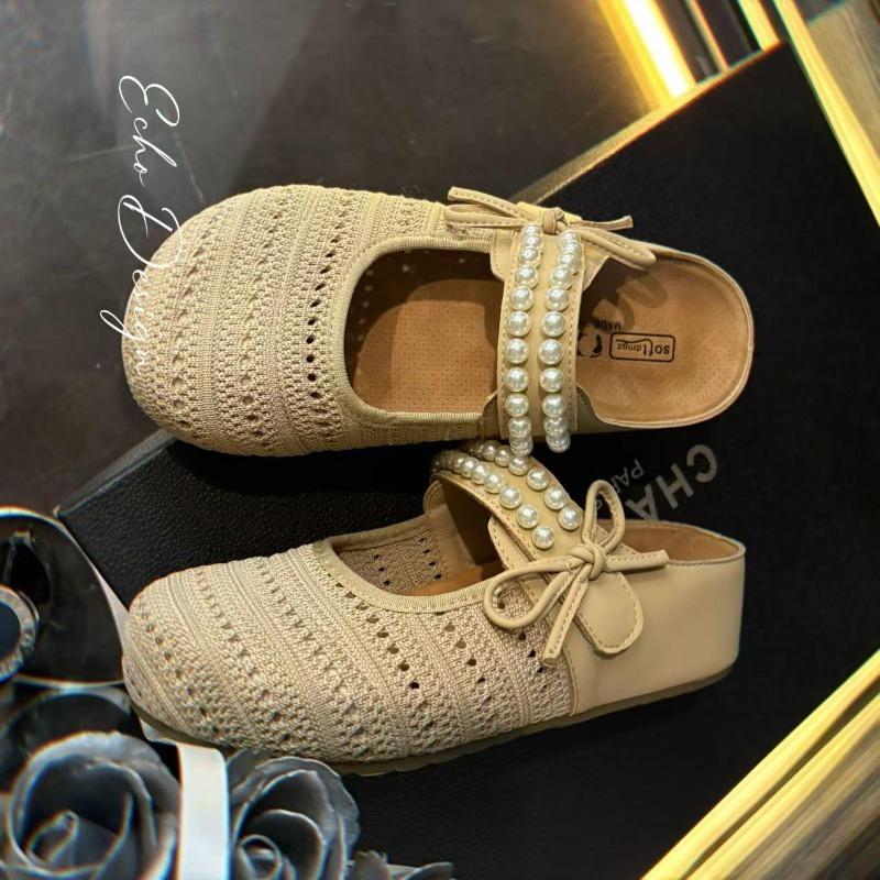 Fashion Women's Fashionable and Versatile High-quality  Heightening Two-Way Wear Slip-On Slippers Summer Breathable Flat Shoes