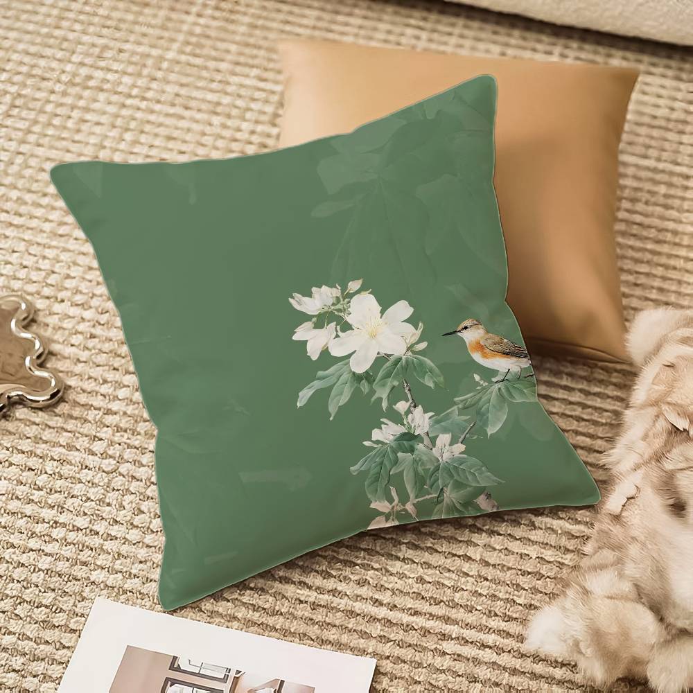 Китайский стиль Цветок Наволочка Защита от пылевых клещей Невидимая молния Диван Кровать 12x12Inch